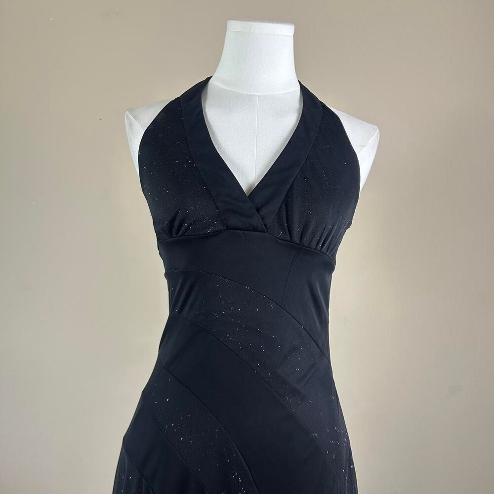 Byerwear Whimsigoth Sparkly Black Dark Fairy Asymetrical Y2K Halter Dress